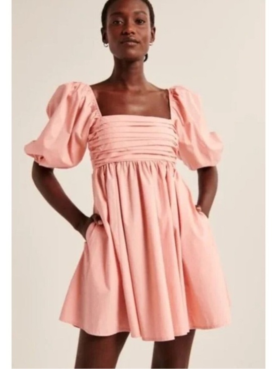 Abercrombie & Fitch Dresses & Skirts - Abercrombie Pink Puff Sleeve Mini Dress Cottagecore Smocked Babydoll Size S